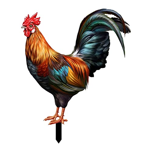 MagiDeal Coq Animal Statue Piquets Poulet Sculpture Acrylique Figures Décoration de Figurines Piquets de Jardin Ornements pour Extérieur Ferme Patio