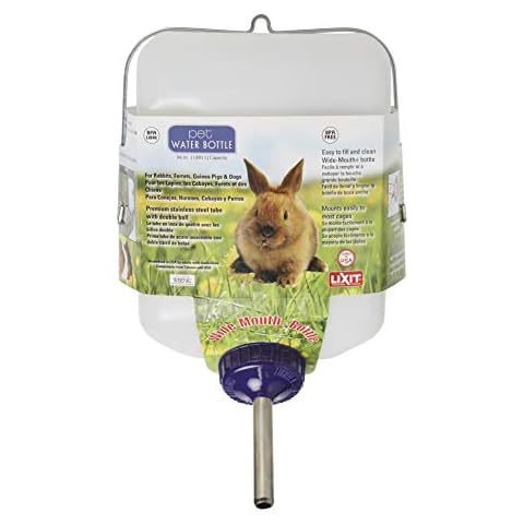 Lixit Widemouth Cage Water Bottles for Rabbits, Ferrets, Guinea Pigs, Rats and Other Small Animals. (White, 64 Ounce) Cover