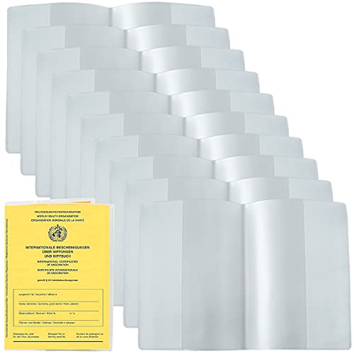 10 Pcs Custodia ​Green Pass Trasparente Copertine per Schede di Vaccinazione,135 * 200 mm Custodia Protettiva per Passaporto Vaccinazioni,Porta Tessere di Vaccinazione Pieghevole Impermeabile