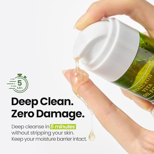 Image of [K-Beauty] Hyaluron Vita Oil to Foam - All-in-One Korean Face Wash Oil-Based Foaming Facial Cleanser - Deeply Hydrating Makeup & Blackhead Remover Cleansing Oil for Dry Skin Types 3.88 fl oz