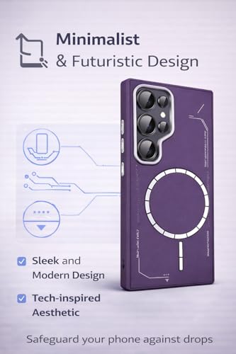Image of DIZORO Premium Magnetic Case for Samsung S24 Ultra, [Military Grade Drop Protection][Fit for MagSafe], Slim Anti-Fingerprint & Soft Touch Full Body Protective Cover for Samsung S24 Ultra (Deep Purple)