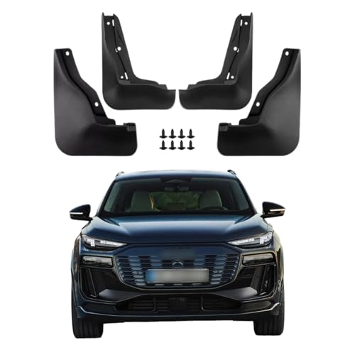 Image of No Drill Mud Flaps Splash Guards Compatible with Audi Q6 Etron 2025-2026,OEM Style Textured Black Custom Fit All Weather Exterior Accessories(4PCS)