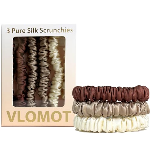 3 Pcs Set 100% Pure Mulberry Silk Hair Scrunchies Hair Ties with ...