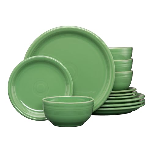 Fiesta 12-Piece Bistro Coupe Dinnerware Set (Service for 4) Durable Ceramic Lead-Safe Dishwasher/Microwave/Oven Safe Made in USA Dinnerware - Meadow