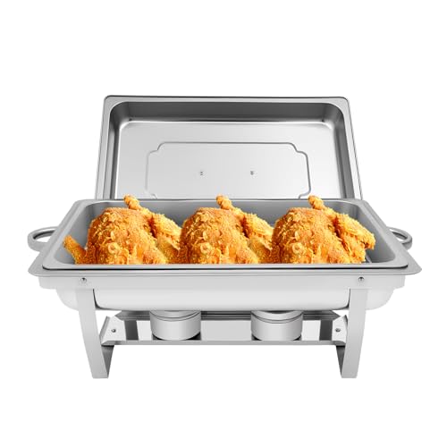 Chafing Dish Buffet Set da 9 l, in acciaio inox, per piatti a buffet, con coperchio, grandi contenitori per alimenti per catering, buffet e feste (1 griglia)