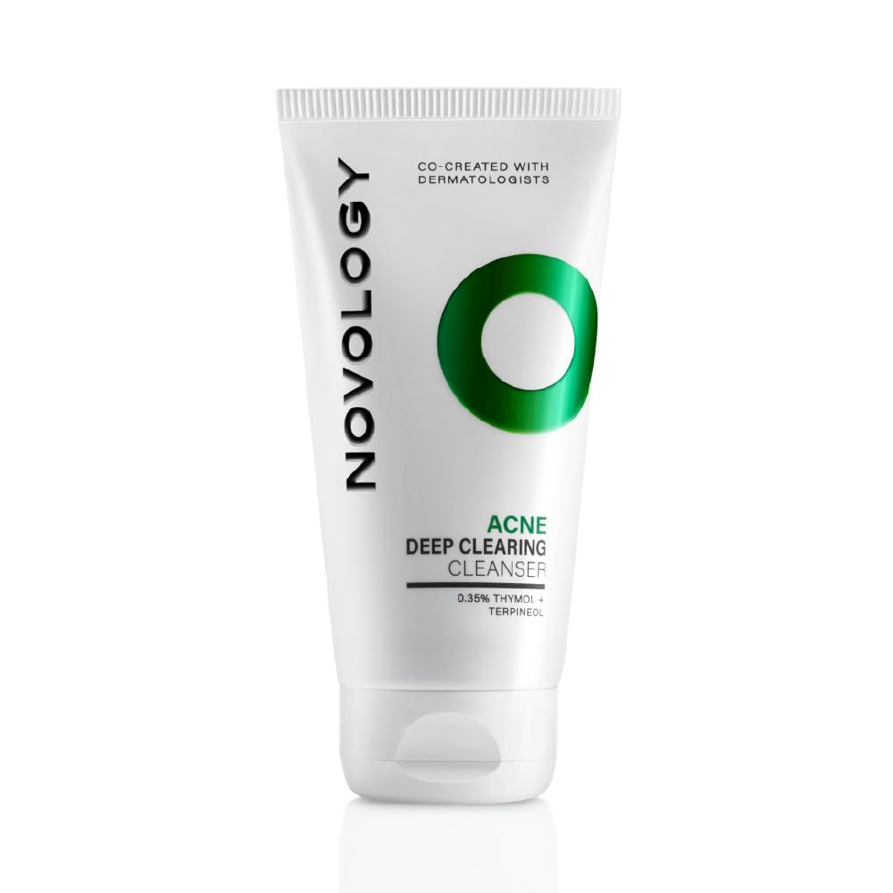 N.ovology Acne Deep Clearing Cleanser with Thymol+Terpineol| Face Wash for Acne,Whiteheads,Blackheads| Gentle, Non-Drying Formula, Suitable for Sensitive skin| 150ml