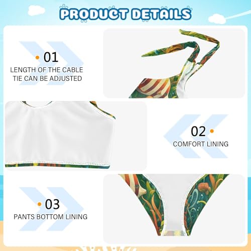 Girls' Bikini Set, Fish and Algae Kids Swimsuit 2 Pcs Beach Bathing Suit3