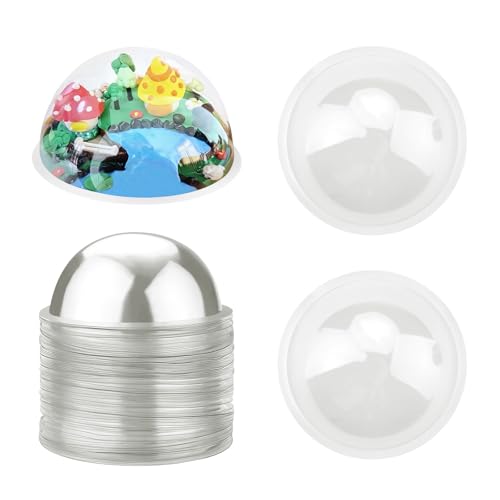 Fatiya Lot de 60 dômes en plastique transparent de 8,9 cm pour travaux manuels, demi-boule de bonbons, décoration de boîte cadeau