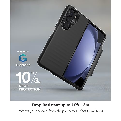 Image of ZAGG Bridgetown Phone Case for Galaxy Z Fold5-10ft Drop Protection, Graphene Reinforced, Hinge Design, Slim, Lightweight, Wireless Charging Compatible, Black