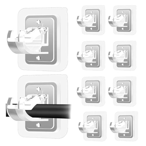 Image of BRAND VILLA 10 Pack Self-Adhesive Curtain Rod Brackets No Drill Transparent Adjustable Curtain Rod Holders Hooks Wall Hangers Heavy Duty for Bathroom Kitchen Bedroom Living Room Hotel