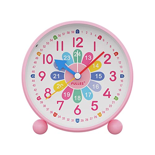 karonpeln 目覚まし時計 子供 卓上 置き時計 大音量 こども アナログ時計 知育 静音秒針 バックライト アラーム 補助数字付き 生徒用 学習時計 誕生日/クリスマス/入学お祝い プレゼント (ピンク)