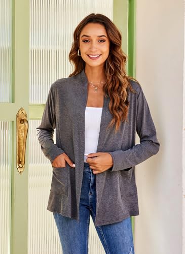 Newchoice Womens Long Sleeve Cardigans Lightweight Soft Open Front Drape Cardigan Dusters with Pockets2