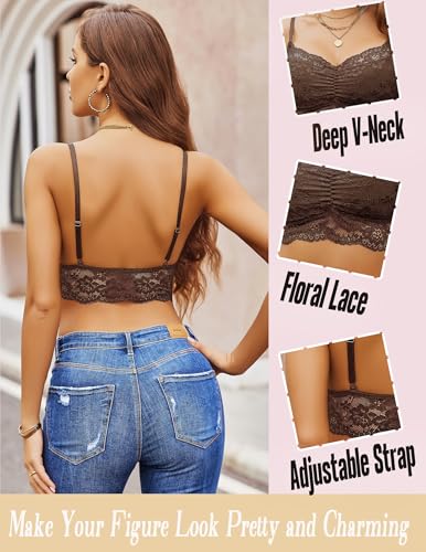 Image of Avidlove Lace Bralette for Women V Neck Cami Tank Y2k Camisoles Adjustable Spaghetti Strap Crop Top Non Padded