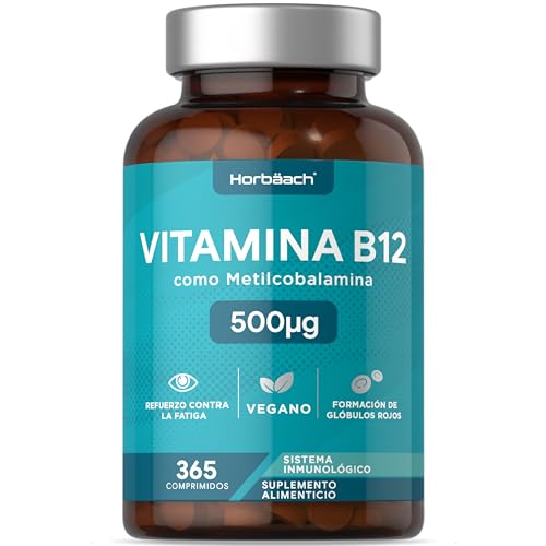 Vitamina B12 Vegana 500 mcg | 365 Comprimidos | Suplemento de Metilcobalamina (Methylcobalamin) | by Horbaach