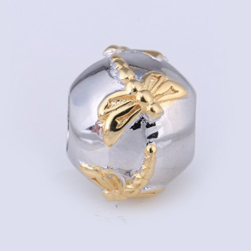 Gold Plated Dragonfly Round Charms 925 Sterling Silver Animal Charm for Pandora 3mm Snake Chain Bracelet,Mothers Day Gifts2