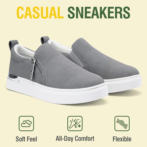 Image of Jeossy Women's Slip On Shoes Casual Fashion Sneakers 8010 Arch Support Loafers for Women with Zipper
