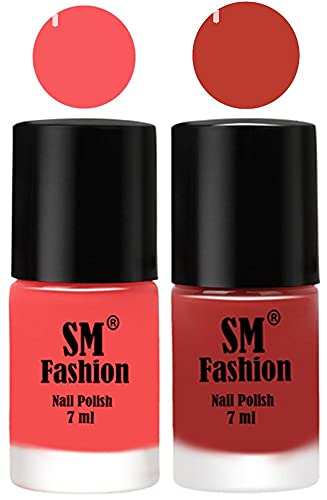 Image of Long Lasting Nail Polish | Nail Paint Combo 7 ml Each) - Set of 2 Light Pink-Dark Peach