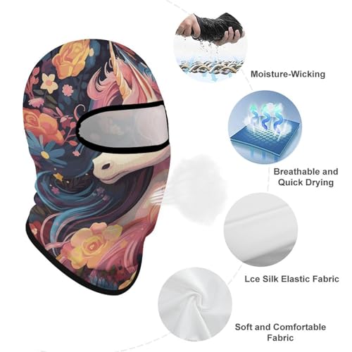 Balaclava para hombre y mujer, máscara completa para esquí y ciclismo con diseño de caballo y flores miniatura 3