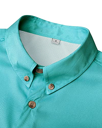 Image of Alimens & Gentle Short Sleeve Fishing Shirt Wicking Fabric Sun Protection Casual Button Down Shirts