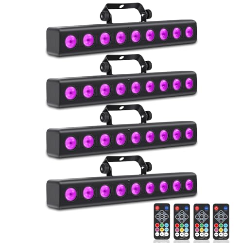 ENDYSHOW LED Stage Wash Light Bar,50W 9 LED 4IN1 RGBW DJ Stage Lights Bar with Remote Control Sound Activated DMX Stage Light for Church Events Wedding Disco Party DJ Lights 4Pack
