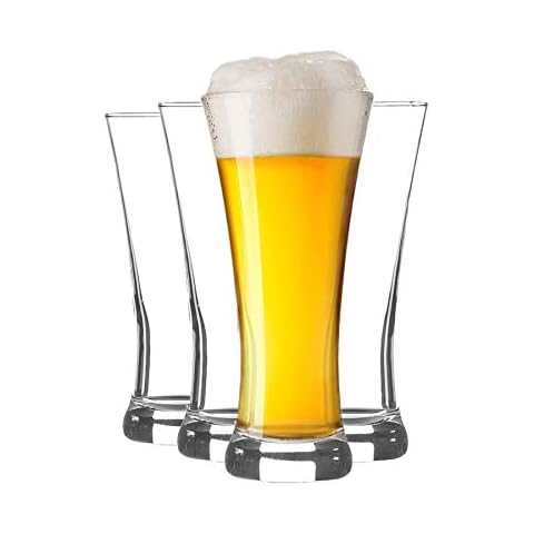 Rink Drink 4 Piece Pilsner Beer Glasses Set - European Pub Bar Lager Pint Glass - 380ml Cover