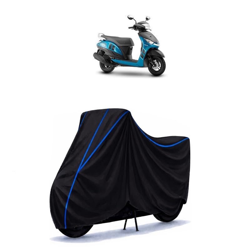 Image of Scooty Cover Water Resistant for Alpha LE | Universal Scooter & Bike Cover | Heavy Duty UV Dust, Rain & Scratch Protection | Elastic Fit All Weather Indoor Outdoor | Black with Blue Piping