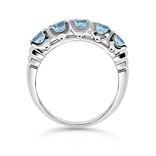 B. BRILLIANT Sterling Silver Half Eternity Band Gemstone Blue Topaz Ring for Women2