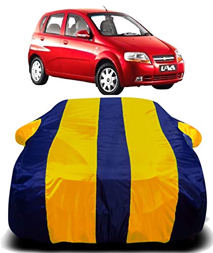 Image of Waterproof Car Cover with Ultra Surface Body Protection (Yellow Stripes) Suitable for (Chevrolet UVA)