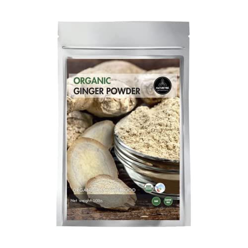 Naturevibe Botanicals Premium Organic Ginger Root Powder (10lb), Zingiber officinale Roscoe | Keto Friendly | Non-GMO and Gluten Free | Bulk Bag (160 Ounces)