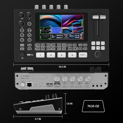 Image of SPROLINK Neolive R5S PRO Professional Live Streaming Switcher, 5.5-inch Screen, Dual 4K HDMI Input, Support AUX and PGM Output, Multi-Functional Video Mixer
