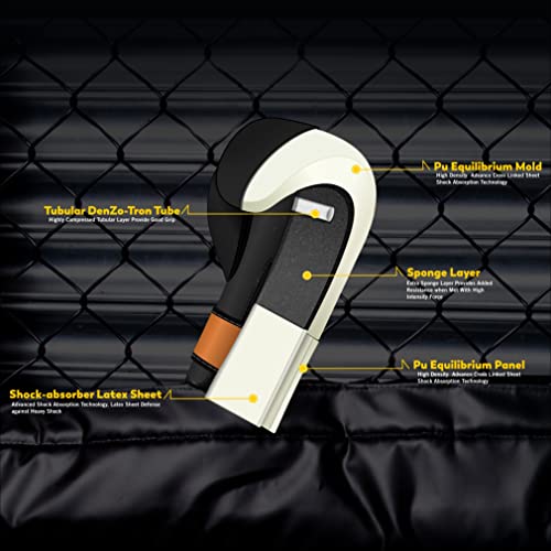 Mytra Fusion Kids Boxing Gloves Junior Boxing Gloves With Ventilated Palm Mma, Muay Thai, Sparring, Fighting, Punching Gloves (Black/Gold, 6-Oz) #TOP2