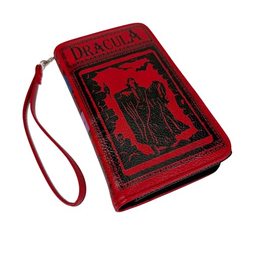 Image of Things2Die4 Women's Bifold Wallet Dracula Gothic Book Wristlet, Red 7 Inch