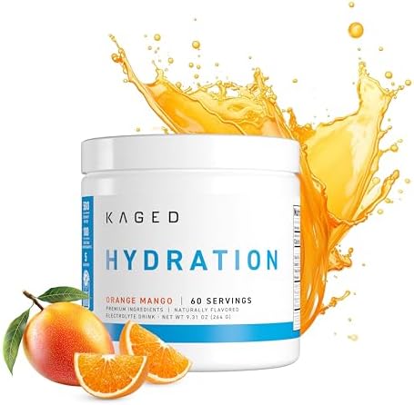 Kaged Electrolyte Hydration Powder Hydracharge Orange Mango Sports Drink for Men and Women Pre, Post, Intra Workout Supplement 60 Servings