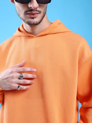 Image of The Indian Garage Co Men Regular Fit Solid Overhead Hooded Sweatshirt