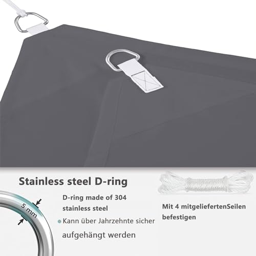 Voile d'ombrage rectangulaire 2x3m vert tendre avec kit de fixation - 4