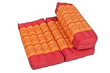 [page_title]-Handelsturm Faltbares Meditationskissen, Meditationssitz für Verschiedene Meditationstechniken, als Zafu und Zabuton, für Anfänger geeignet mit Fester Füllung aus Kapok, Thai Style rot orange