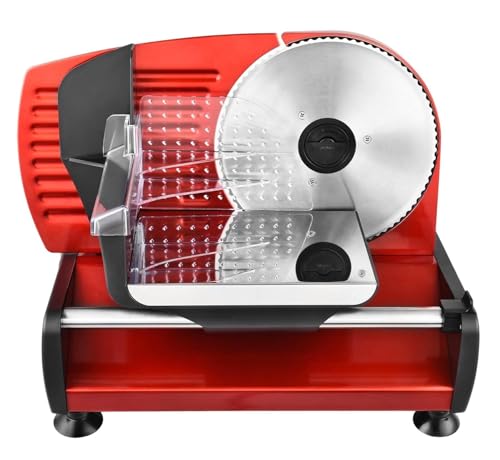Metall Allesschneider mit 2 Messer, Rot, 150W, rutschfeste Füße