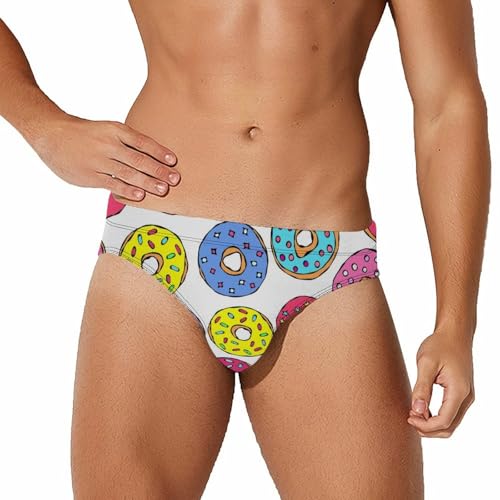 Colorful Doughnuts Mens Swim Briefs Quick Dry Swimming Trunks Training Swimsuit Low Rise Swimwear