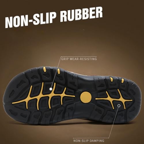 Men's Sport Outdoor Hiking Sandals, Leather Closed Toe Athletic Sport Casual Beach Water Sandals,Lightweight Comfortable Waterproof4