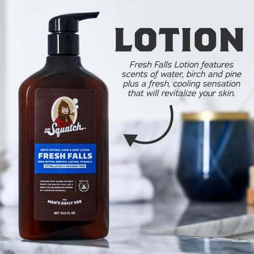Dr. Squatch Men's Natural Lotion Non-Greasy Men's Lotion - 24-Hour Moisturization Hand And Body Lotion - Made With Shea Butter, Coconut Oil, Vitamin E, And Menthyl Lactate - Fresh Falls (2 Pack) #TOP3