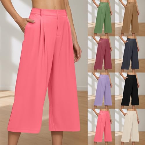 Pantalones de tela rectos y holgados con cintura alta transpirable 2