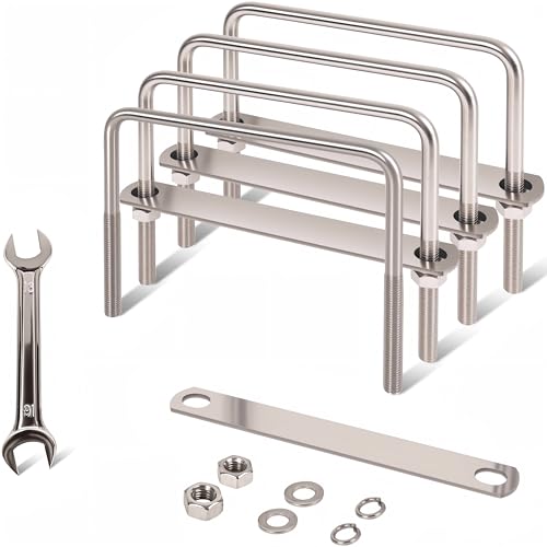 Image of 4 Pcs M10 Square U Bolts 6 Inch Wide, 3 /8 inch x 6 inchW x 5-1 /8 inchL