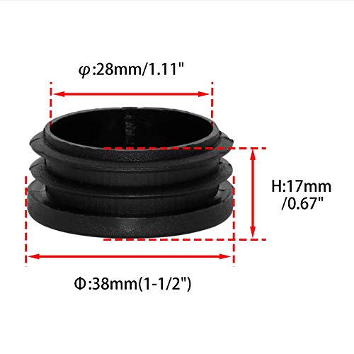 Image of Flyshop 8 Pack Black Plastic Hole Plug Round Tubing End Cap Chair Glide Inserts 38 mm, 1-1 /2 inch
