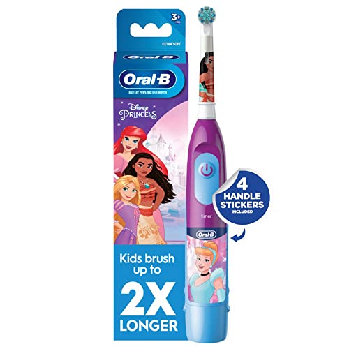 Oral-B Kid's Battery Toothbrush Featuring Disney Princess, for Kids 3+, Pink/Turquoise