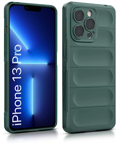 Image of WOW IMAGINE Ultimate Silicon Back Cover Case for Apple iPhone 13 Pro | Military Grade Drop Protection Shockproof Bumper | Anti-Slip Grip | Scratch Proof Micro-Fibre Cloth Inside (Forest Green)