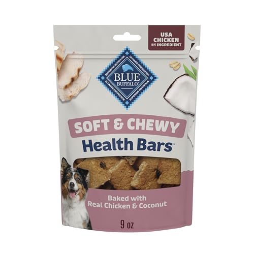 Blue Buffalo Soft & Chewy Health Bars Baked with Real Chicken & Coconut Natural Dog Treats Mineral-Enhanced for Flavor 9 oz. Bag