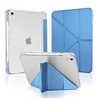 Coque IPad 10e/11e Génération - TPU Transparent, Support Trifold, Porte-crayon Intégré (gris)