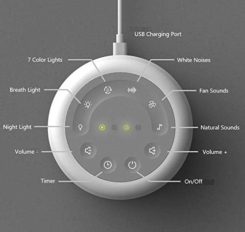 Sleep Sound Machine 24 Natural Soothing Sounds 7 Color Breathing Lights and Night Light with Timer Memory Feature Rechargeable Portable White Noise Machine for Baby Kids Adults - Image 3