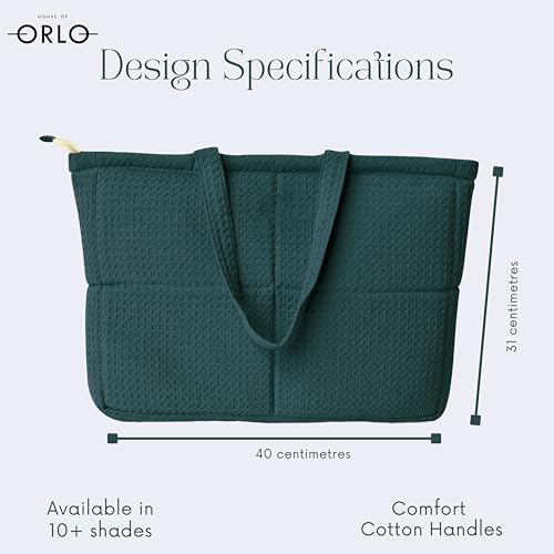 Image of Premium Cotton Waffle Quilted Tote Bag, Large Spacious Handbag for College, Office, Work, Travel, Shopping & Daily Use