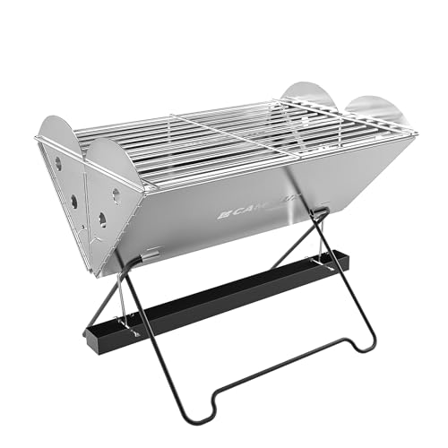 CAMPLUX Parrilla portátil para maleta, estufa de camping de gas y carbón 2 en 1 con rejilla de 365 x 250 mm para patio, picnic, barbacoa al aire libre, FoldGo FG14GS